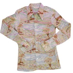 Vintage Andhurst Scenery hippie boho long sleeve Disco Country retro 70s M